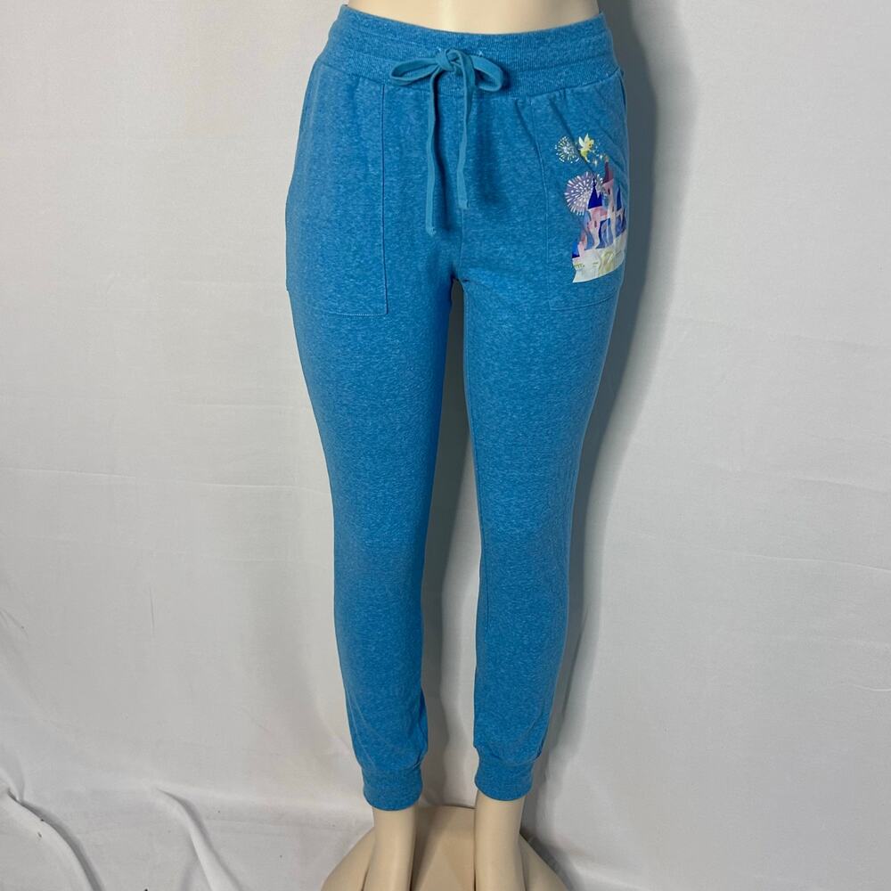 Disney Joey Chou Castle Jogger Sweatpants Small Blue Lounge tinkerbell